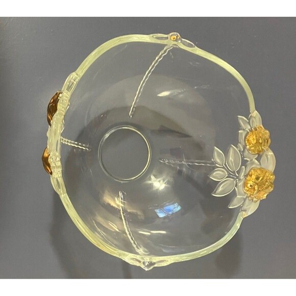 Vintage Mikasa Gilded Rose Gold Accented Frosted Leaf Crystal Clear  fruit Bowl - Picture 8 of 16
